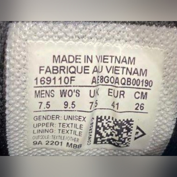 Converse Chuck Taylor All Star High Street Mid Sneakers Size M7.5 W9.5 Used Exc - Picture 8 of 8